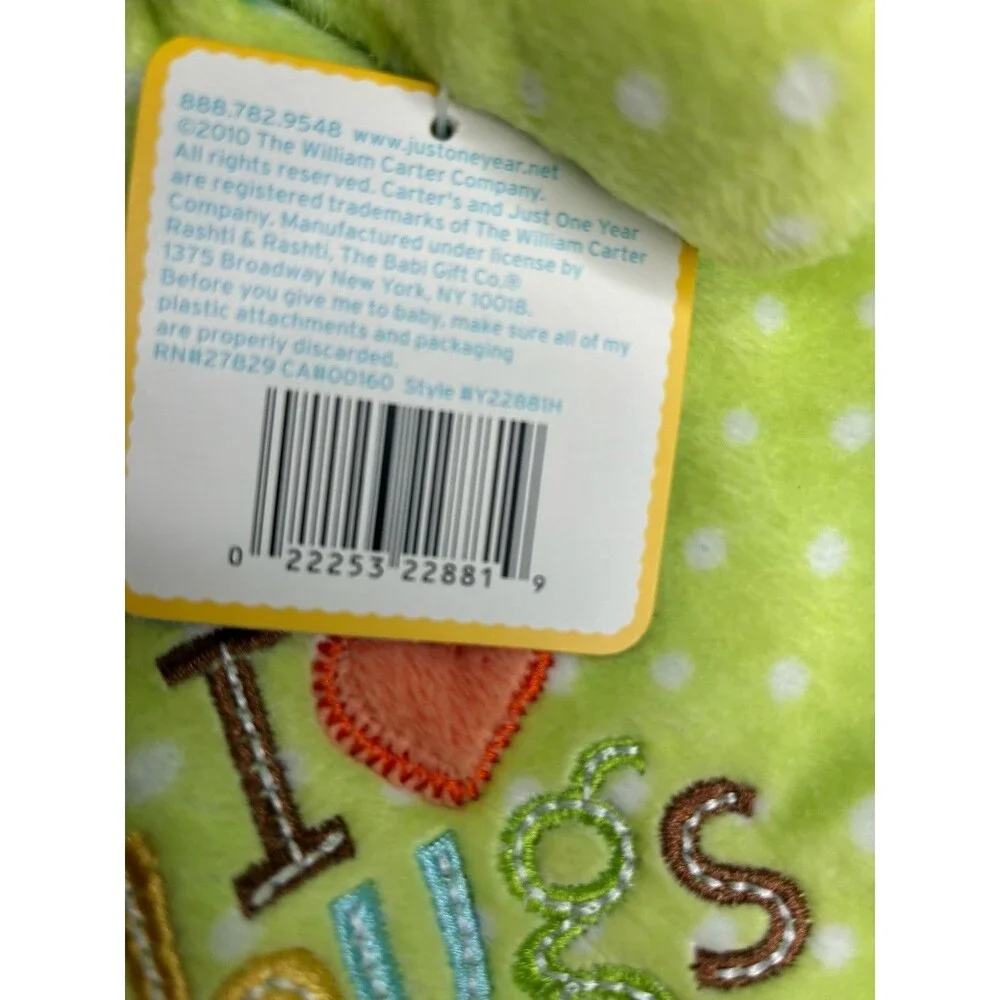 Carters Frog Lovie I Love Hugs Just One Year Satin Security Blanket 2010 New